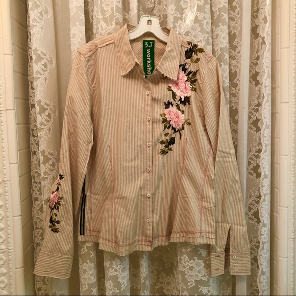 JOHNNY WAS * 3J Workshop Cream Embroidered Shirt - Picture 2 of 11